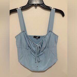 Kendall & Kylie Blue Sleeveless Crop Top with Tie Front